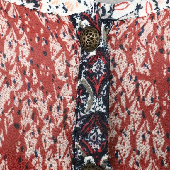 Lucky Brand Top Plus Size 2X Red Black White Sheer Chiffon Blouse Casual Career - Picture 6 of 16